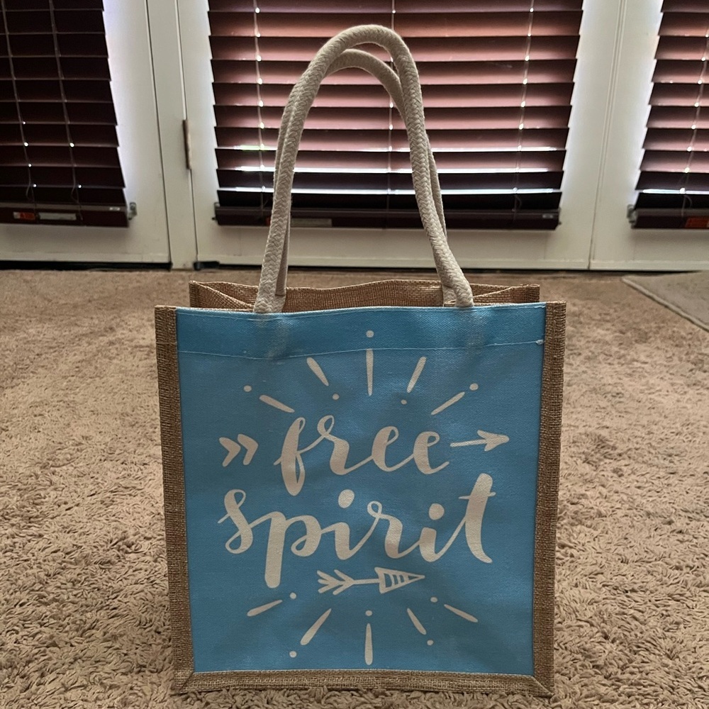 Blue burlap affirmation Tote Bag